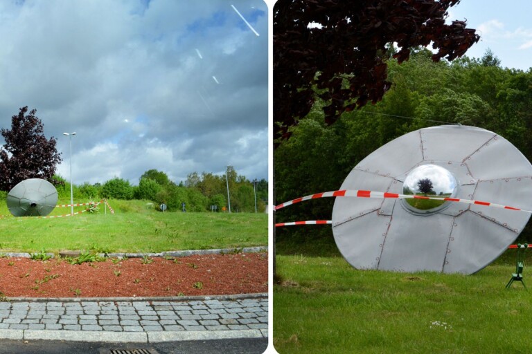 Ufo har kraschat i rondell i Bromölla – utomjordisk hund på besök