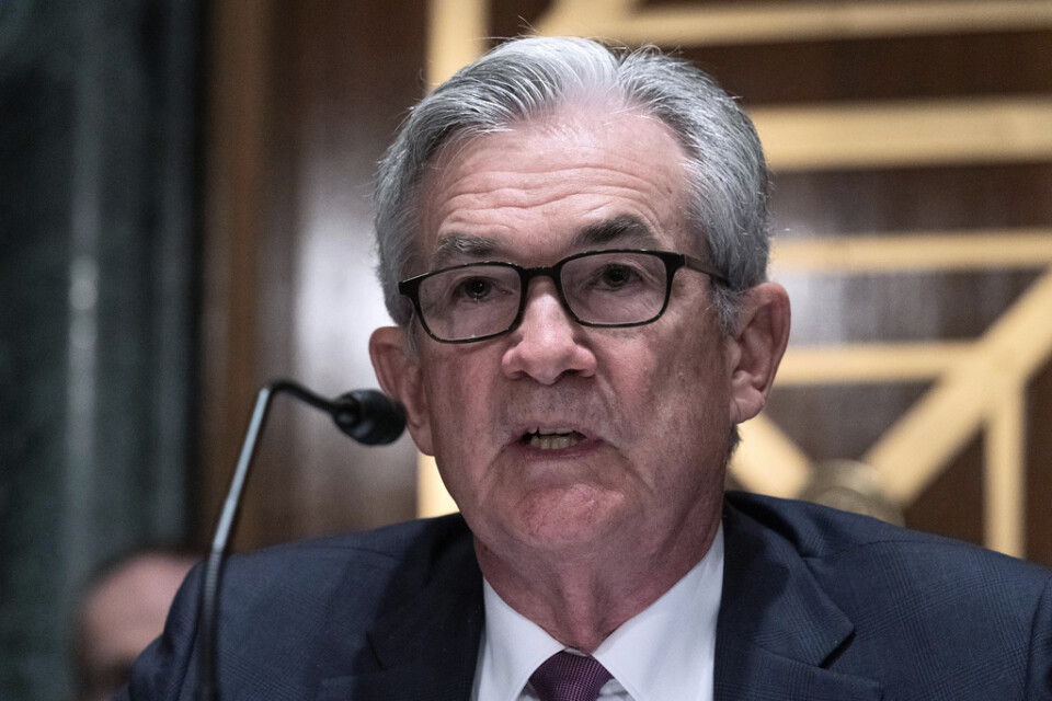 USA:s centralbank Federal Reserve (Fed), med chefen Jerome Powell, väntas höja räntan fyra gånger i år enligt Goldman Sachs. Arkivbild.