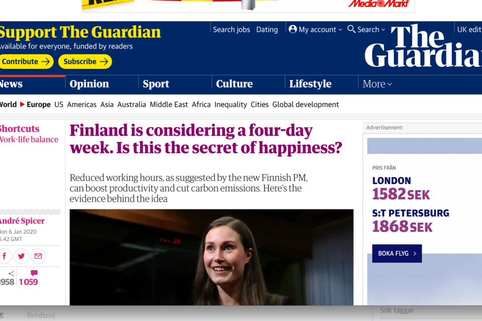 Brittiska The Guardian var en av många som spred uppgifterna om sextimmarsdagens vidare.