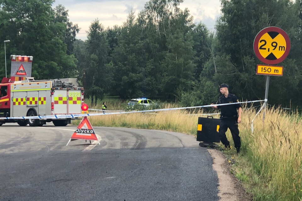 Following the accident at Torrmestorp a large area was cordoned off.