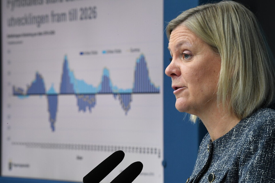 Finansminister Magdalena Andersson (S) presenterar finansdepartementets nya analys av behoven i välfärden.