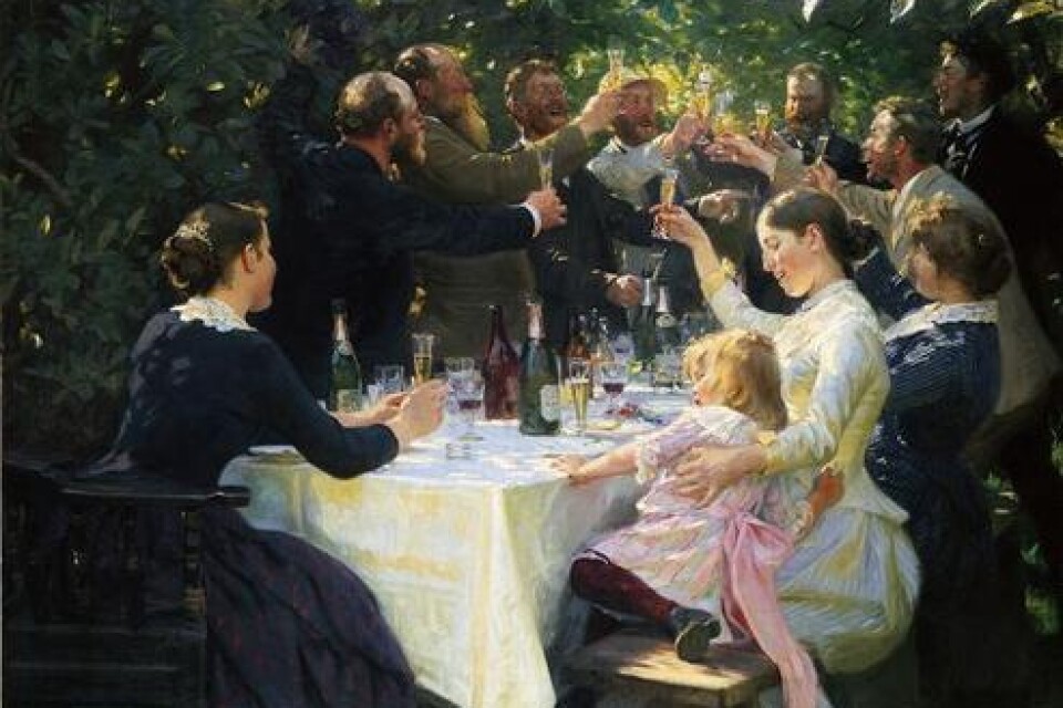 P S Krøyer: "Hip! Hip! Hurra! Konstnärsfest i Skagen" (1888)