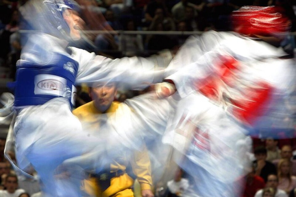 En taekwondomatch. Genrebild.