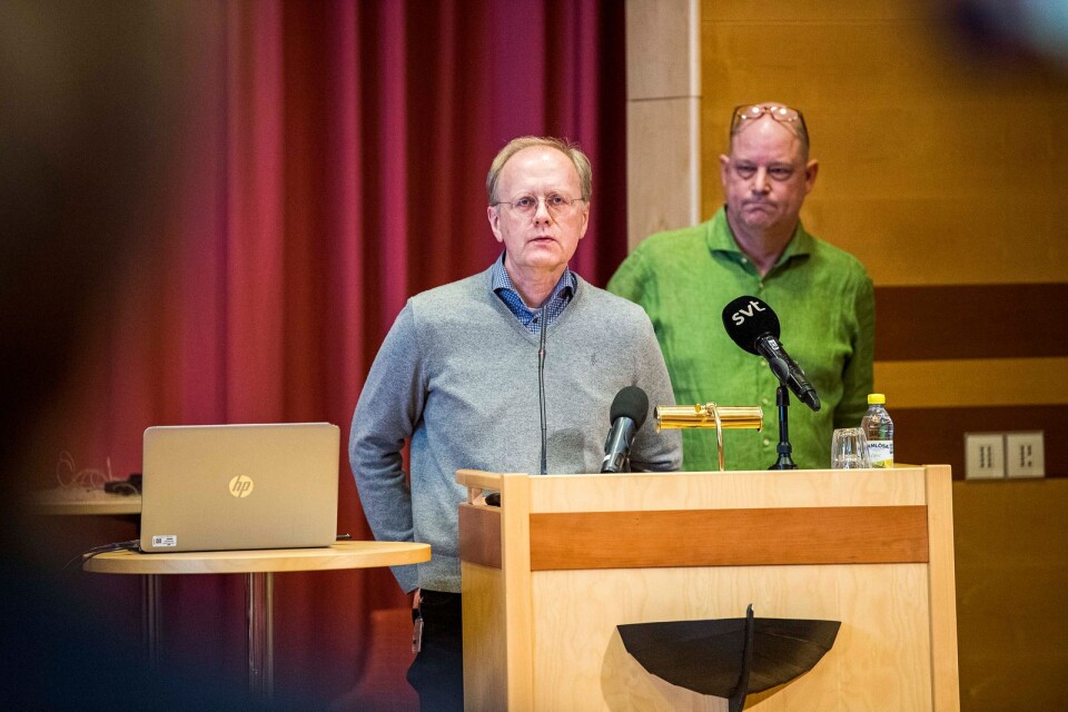 Bengt Wittesjö och Mats Berggren gav under måndagen information om läget kring coronaviuset.