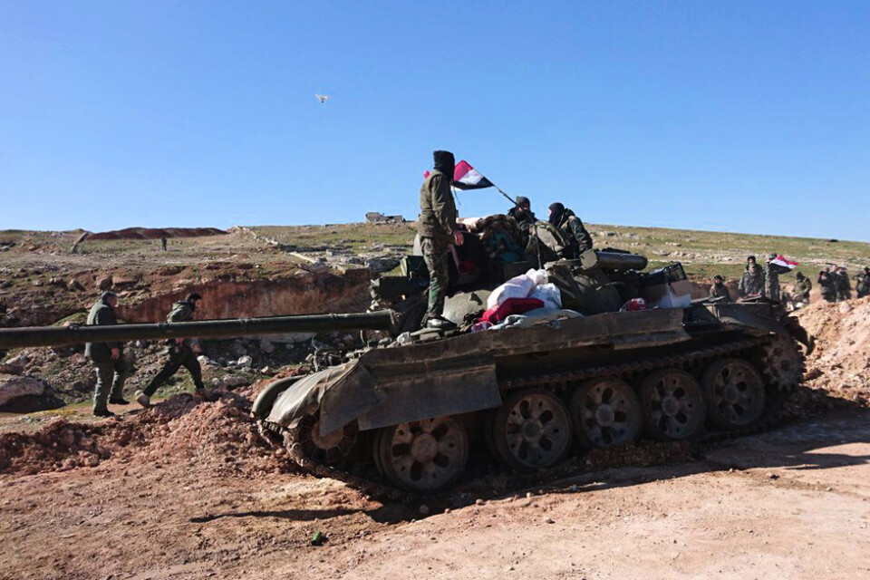 Syriska regimstyrkor i offensiv i Aleppoprovinsen, Bilden kommer från Syriens officiella nyhetsbyrå Sana.