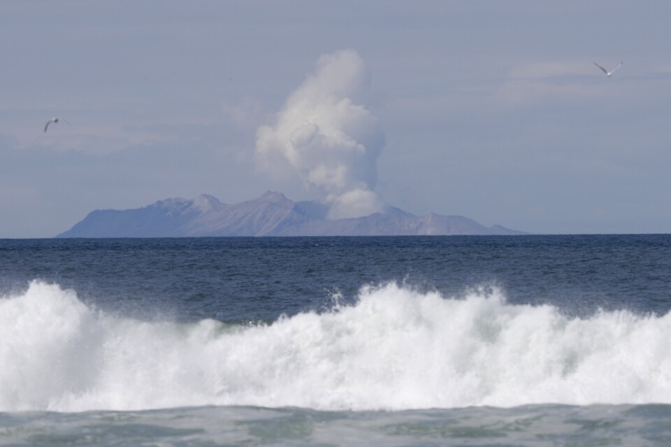 Rök stiger upp från vulkanön White Island i Nya Zeeland, några dagar efter det ödesdigra utbrottet i december 2019.