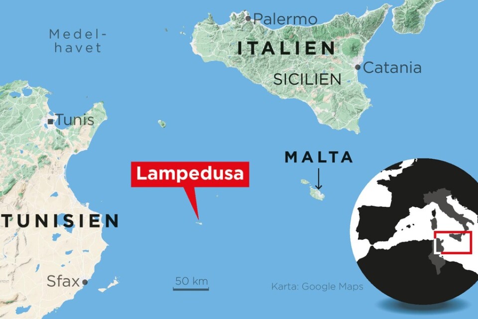 Den italienska ön Lampedusa ligger närmare Tunisien än det italienska fastlandet.