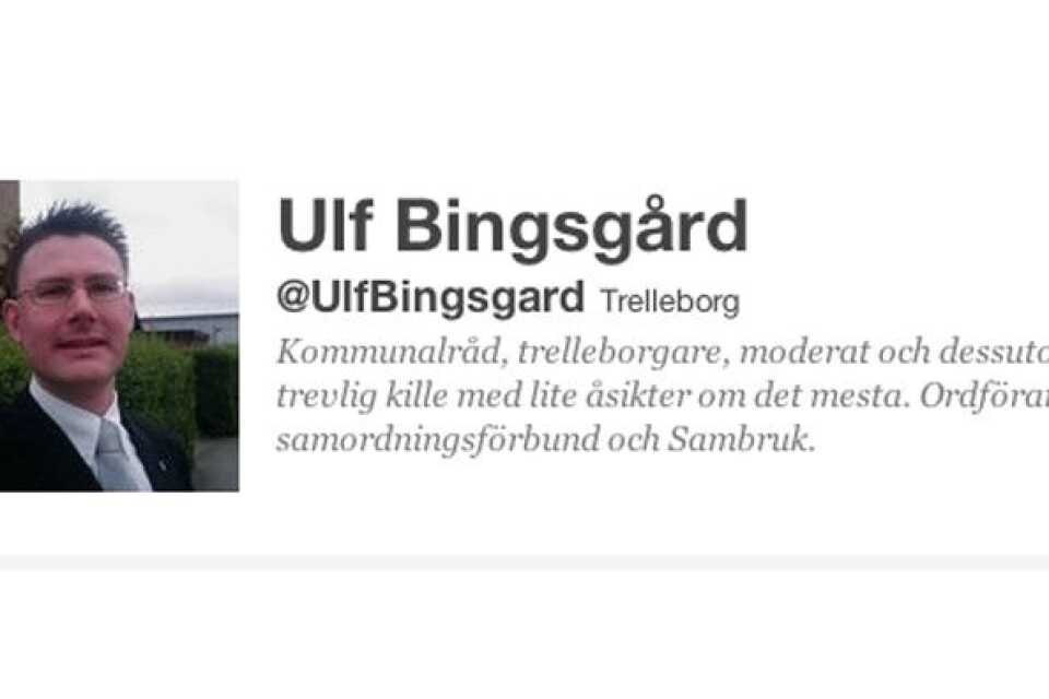 Skärmdump från Ulf Bingsgårds Twitterkonto.