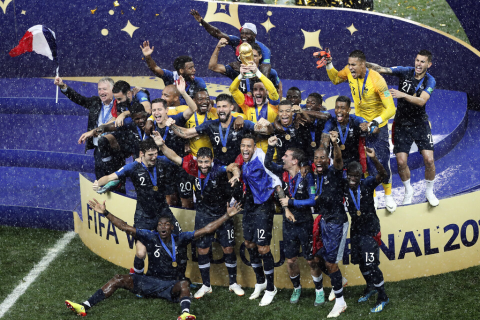 Frankrike firar VM-finalsegern över Kroatien 2018.