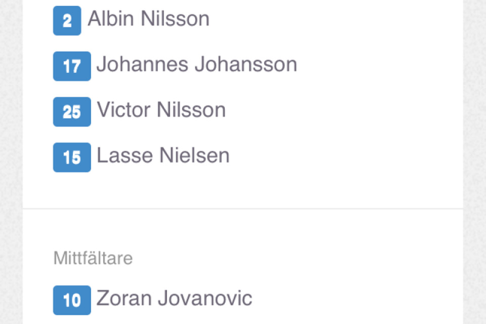 Lasse Nielsens namn stod med i truppen på hemsidan. På tisdagsmorgonen har TFF tagit bort namnet.