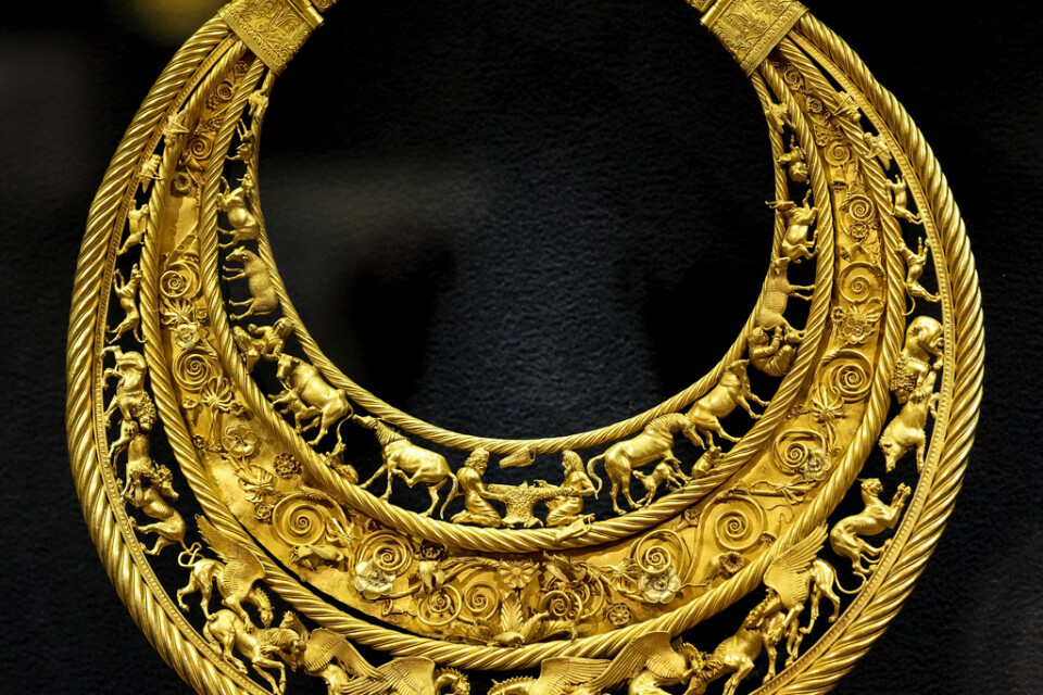 Ett exempel på skytiskt guld, funnet i en kungagrav i Ukraina 1971. Arkivbild.