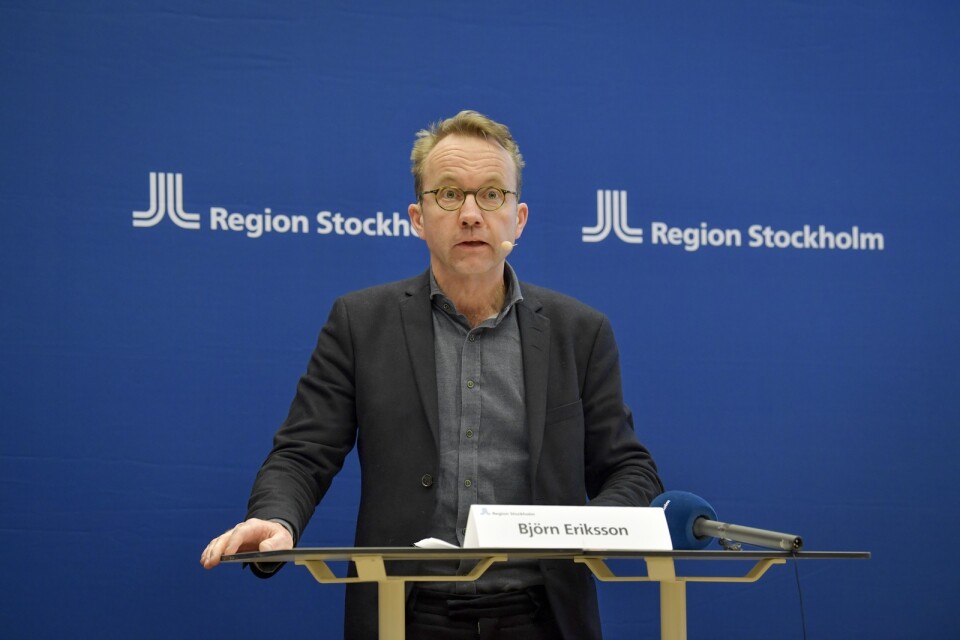 Björn Eriksson, hälso- och sjukvårdsdirektör i Region Stockholm, håller pressträff på onsdagen om läget angående coronaviruset, covid-19.