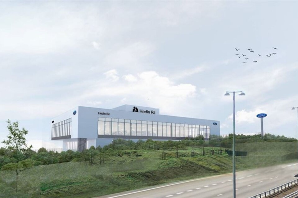 Illustration: Hedin Bil/XYZDP Scandinavia AB. Så här kommer Hedin Bils nya Ford-anläggning i Borås se ut när den står klar nästa år.