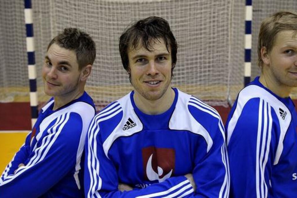 Sveriges tre målvakter. Frv: Andreas Pallicka 22, Per Sandström 28 och Johan Sjöstrand 21. Bild: Anders Wiklund / SCANPIX