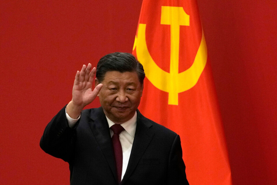 Kinas ledare Xi Jinping vid partikongressen i Peking i oktober.