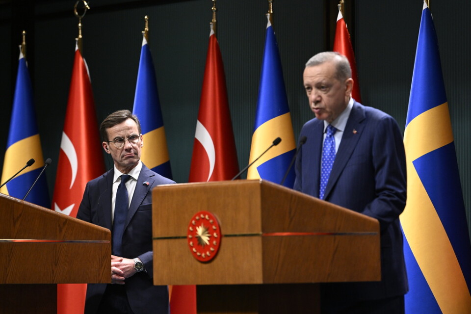 Sveriges statsminister Ulf Kristersson (M) och Turkiets president Recep Tayyip Erdogan höll en gemensam pressträff efter mötet.
