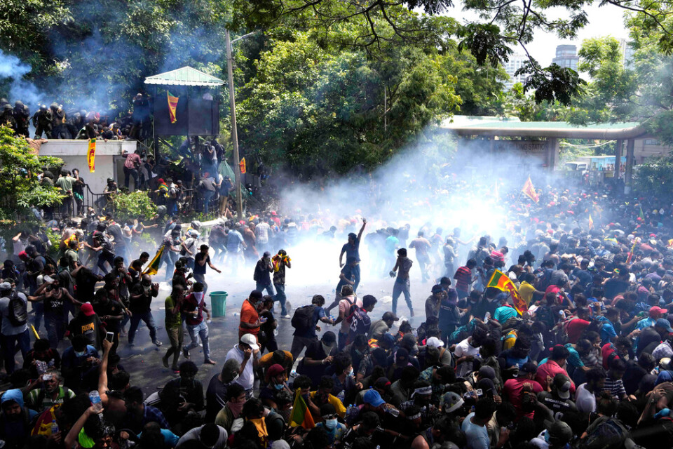 Förra veckans protester i Sri Lanka möttes bland annat av tårgas. Arkivbild.