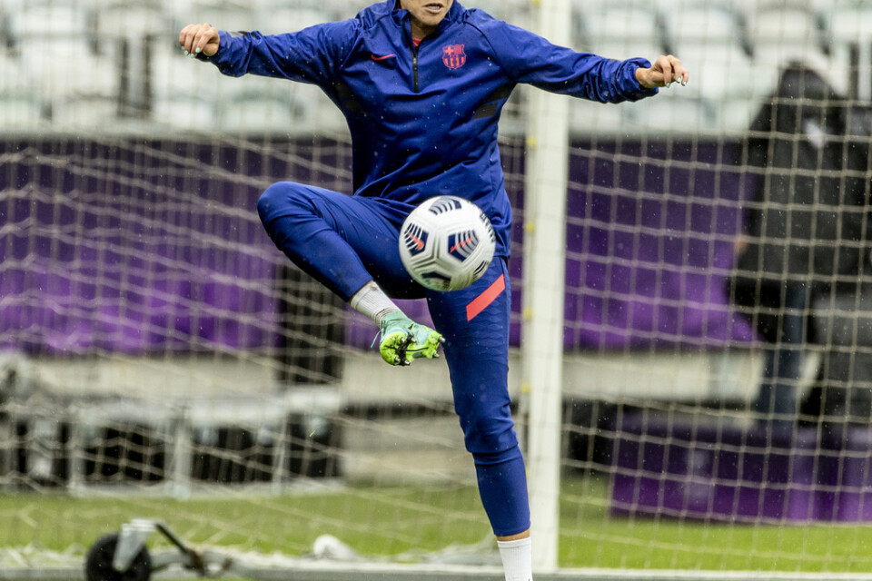 Barcelonas Vicky Losada under lagets träning på Gamla Ullevi inför söndagens Champions League-final mot Chelsea.