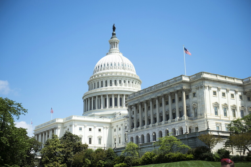 Den amerikanska kongressens säte, Capitolium i Washington DC. Arkivbild.