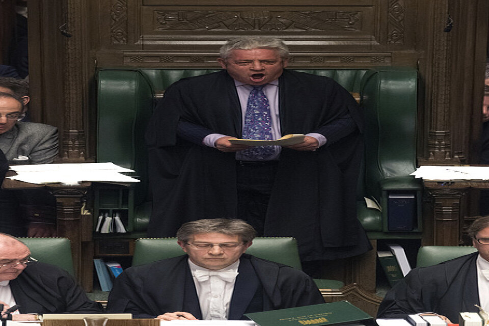 Talmannen John Bercow talar till parlamentsledamöterna i Westminster. Arkivbild.