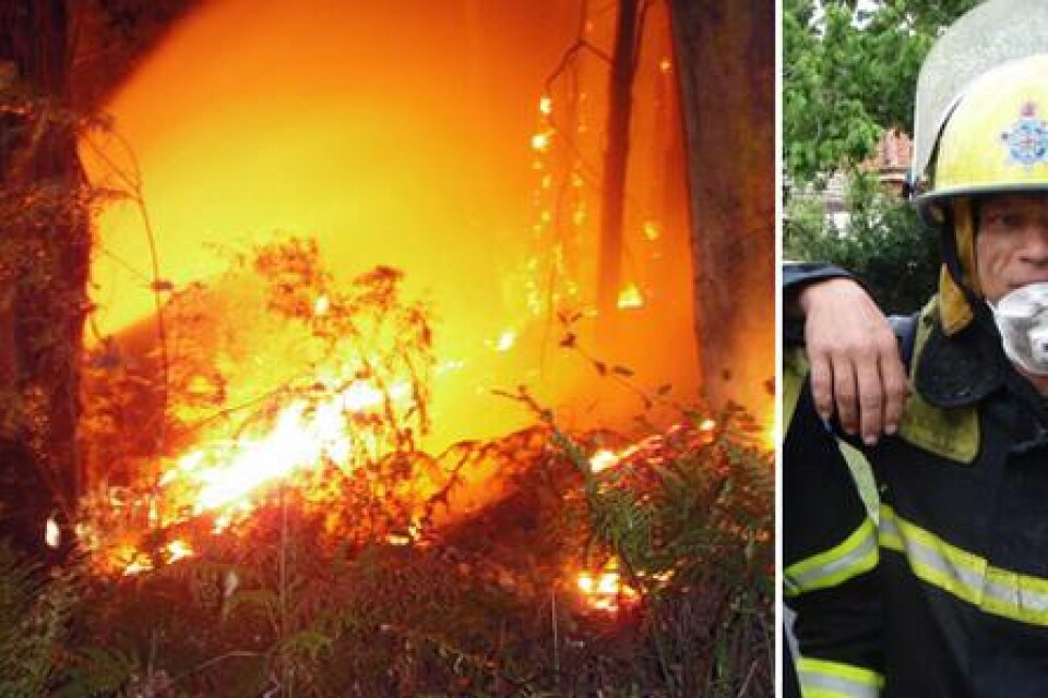 Ystadsonen Stefan Larsson jobbar som brandman i det svårt eldhärjade södra Australien.