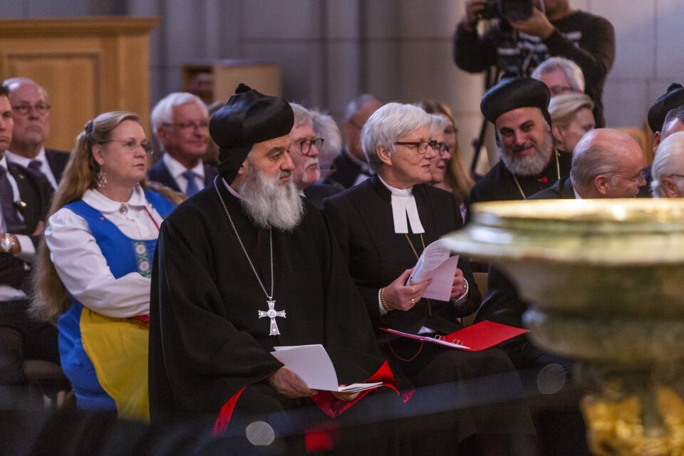 Patriark Ignatius Aphrem II och ärkebiskop Antje Jackelén vid kyrkomötets öppnande i Uppsala domkyrka 2018. Insändarskribenten menar att dialog mellan religioner och trosuppfattningar är viktigt.