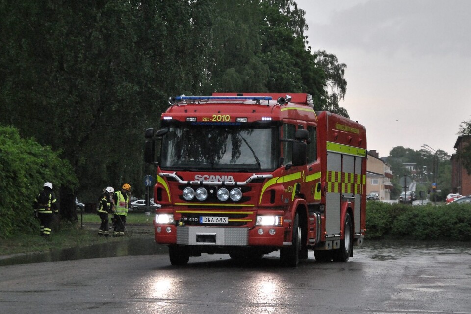Åskoväder i Hässleholm, räddningstjänsten rycker ut på bränder och översvämningar. Foto: Kristina Höjendal