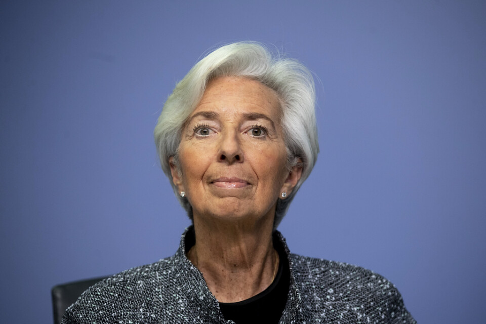 Europeiska centralbanken (ECB), med Christine Lagarde som chef, förlänger sin rekommendation till eurozonens banker att avstå från utdelningar till januari 2021. Arkivbild