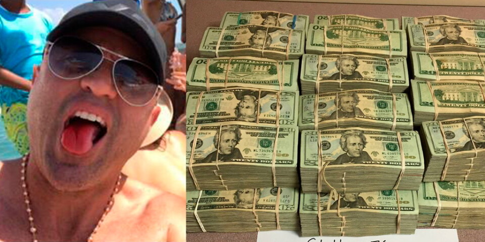 José Irizarry och amerikanska dollar som beslagtogs av DEA i ett internationellt tillslag mot penningtvätt år 2016. Montage.