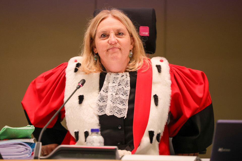Domaren Laurence Massart leder rättegången i Bryssel kring terrordåden i mars 2016.