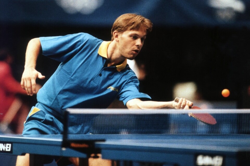 Mikael Appelgren, bordtennisstjärnan, under OS i Barcelona 1992.