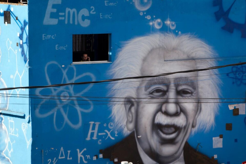 Albert Einstein avbildad på en vägg i Brasilien. Foto: Silvia Izquierdo