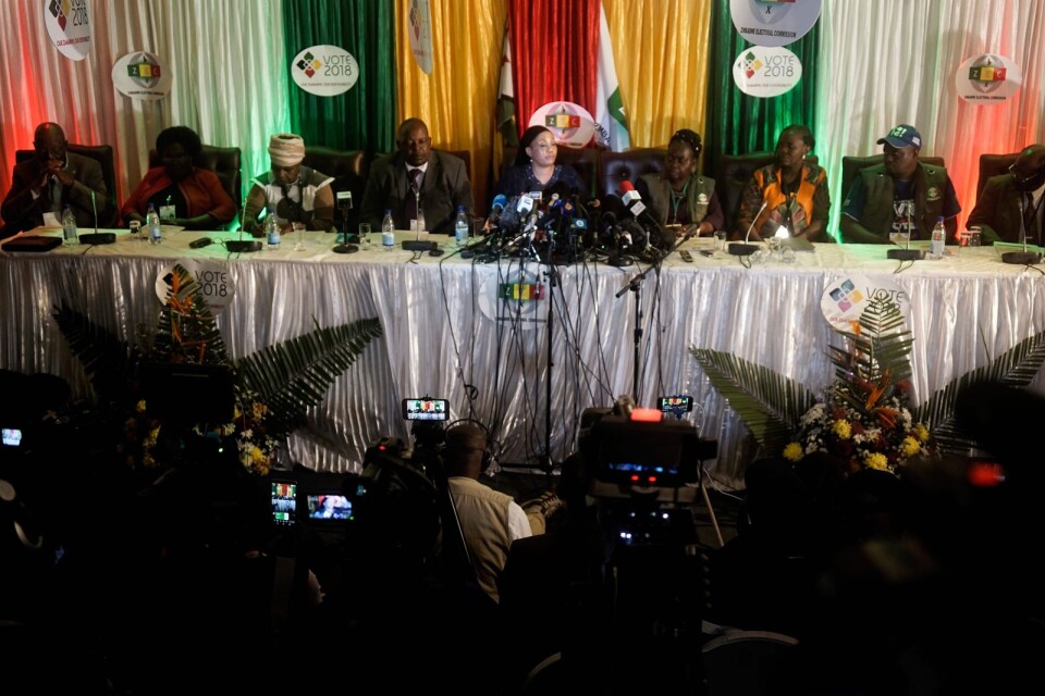 Resultatet i Zimbabwes presidentval presenterades vid en presskonferens.