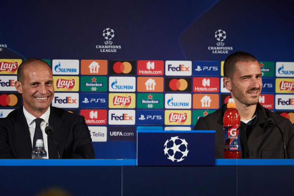 Juventus tränare Massimiliano Allegri och försvararen Leonardo Bonucci var på glatt humör – trots en skakig start på Serie A – inför tisdagens Champions League-premiär borta mot Malmö FF.