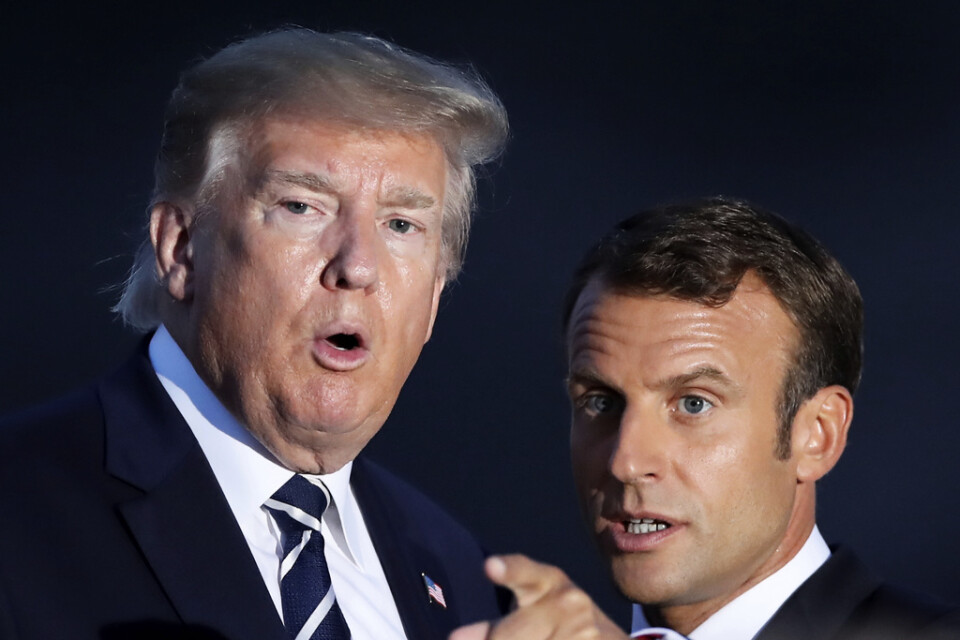 USA:s president Donald Trump och hans franske motsvarighet Emmanuel Macron vid G7-mötet.
