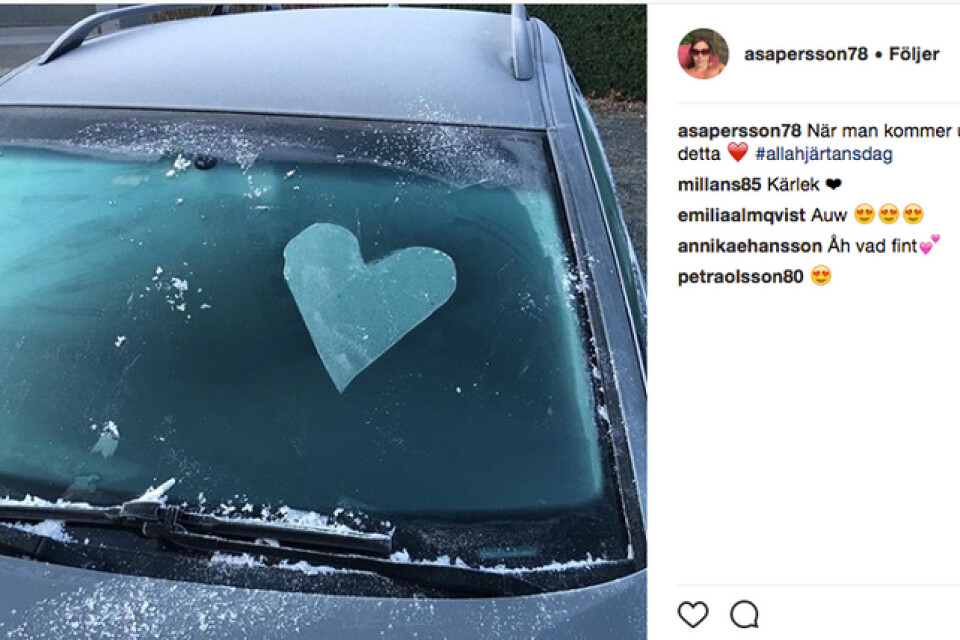 Åsa Persson lade ut en bild på sin makes gest på Instagram.
