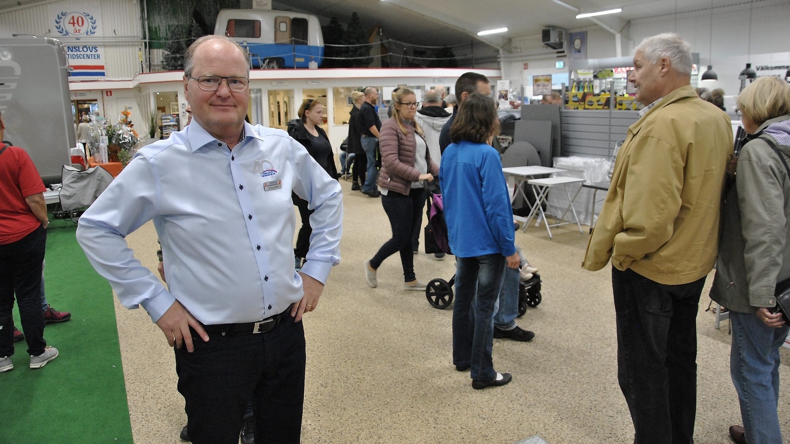 Johnny Lindell njöt av besökstillströmningen under helgens visning av utbudet på Vinslövs Fritidscenter.
Foto: Hans Bryngelson