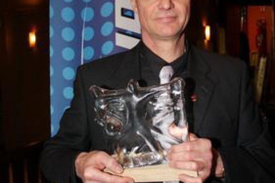 Olle Månsson från Österlens Badmintonklubb tog emot priset för &#129;Årets trotjänare. Bild: Gustav Wennerholm