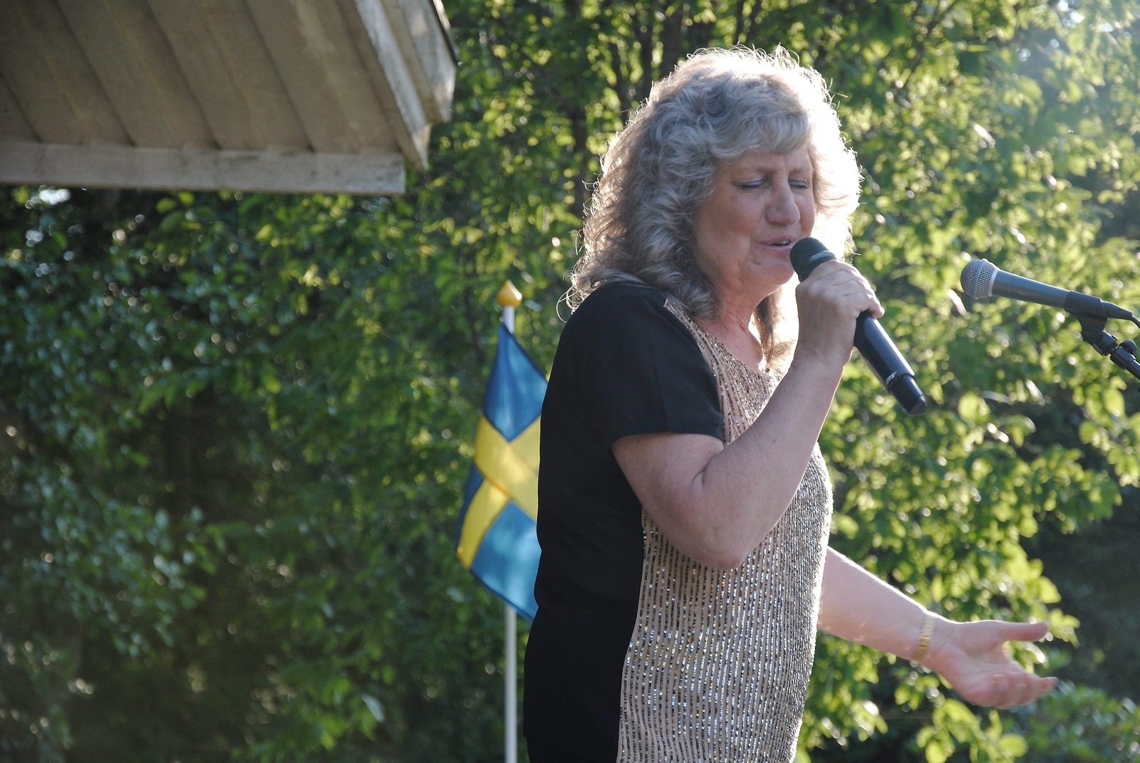 Karin Wrambjer inledde med allsång. Foto: Felicia Bexell