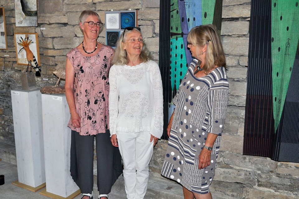 Ylva Magnusson, Angelica Kristenson Aurelius och Marianne Hedelin visar sin konst på Ylka Form Ishallen i Grönhögen under skördefesten.