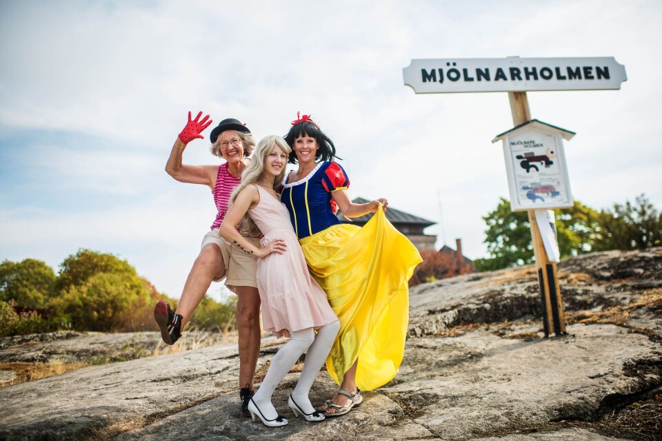 Från vänster; Maina Wahlberg, Sandra Penzo och Sabina E Fält ordnar ideellt en gratis familjedag på lördag på Mjölnarholmen som i år har öppnat för allmänheten.