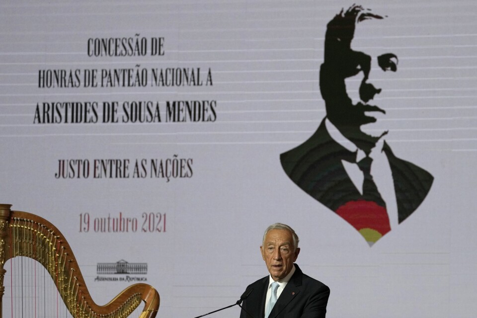 Portugals president Marcelo Rebelo de Sousa hyllar diplomaten Aristides de Sousa Mendes som räddade tusentals människor under andra världskriget.