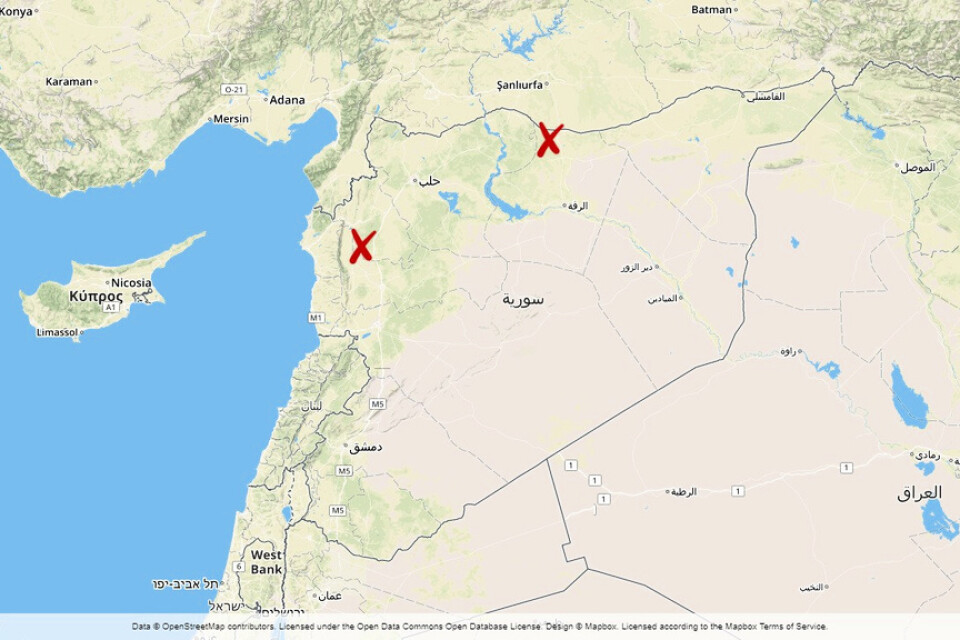 Kafr Ruma i nordvästra Syrien och Tal Abyad i den nordöstra delen av landet.