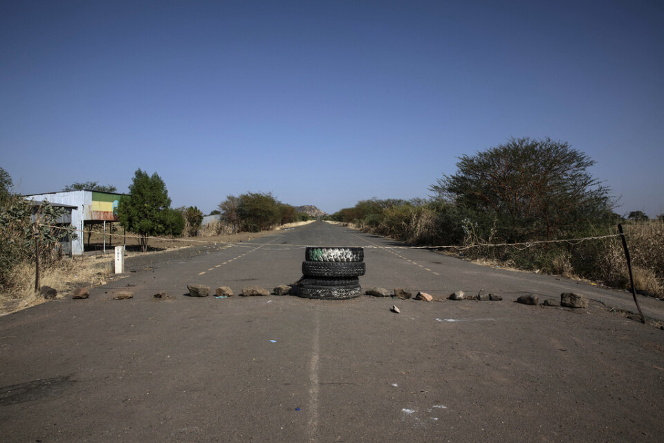 Bild tagen från den sudanesiska sidan gränsen in i Tigray i Etiopien.