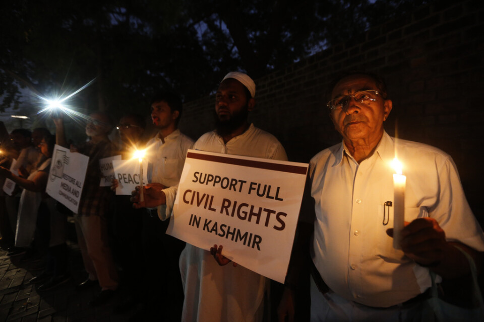 En manifestation för Kashmir hölls i Ahmedabad i Indien i höstas. Arkivbild.