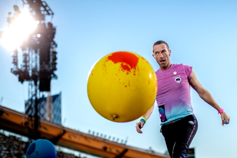 Coldplay är gör totalt fyra spelningar på Ullevi i Göteborg. Bild från den första konserten den 8 juli.