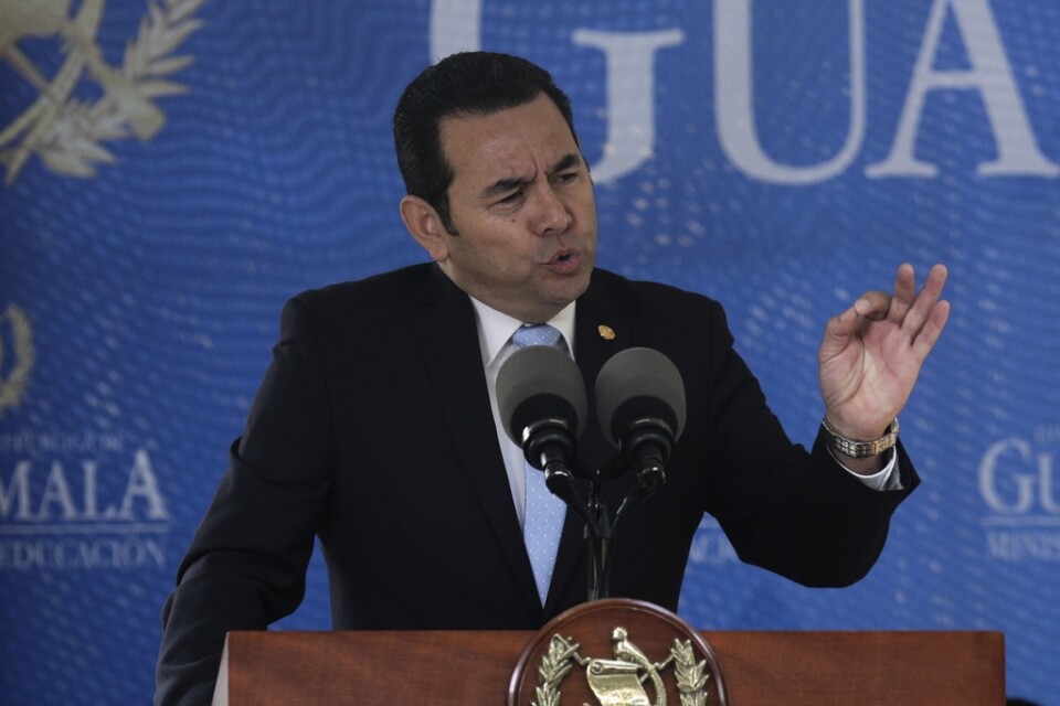 Guatemalas president Jimmy Morales under ett tal i september i fjol.