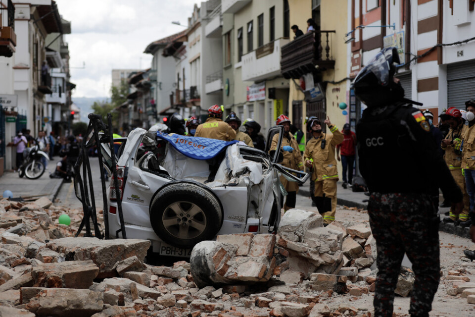 Enligt USA:s geologiska myndighet USGS hade skalvet en magnitud på 6,8. Bild från staden Cuenca i Ecuador.