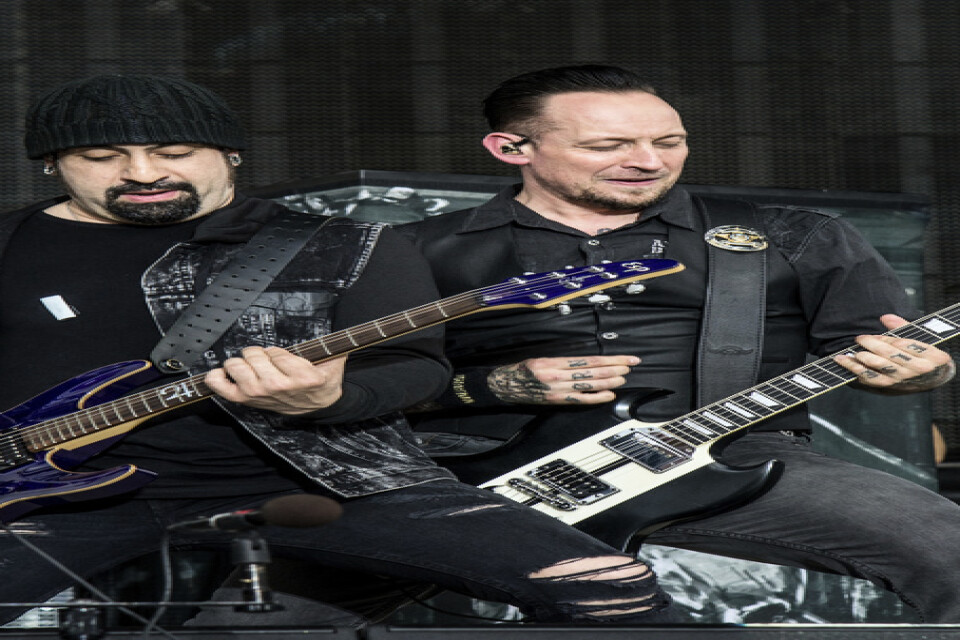Rob Caggiano och Michael Poulsen i Volbeat som är aktuella med ett nytt album. Arkivbild.