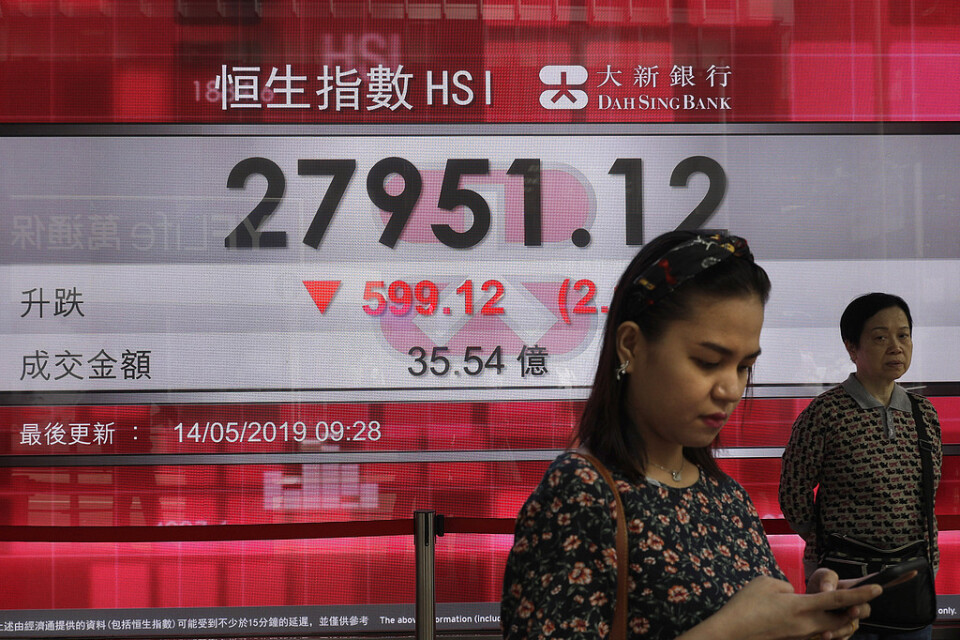 Röda siffror i Hongkong. Bild från tidigare i veckan.